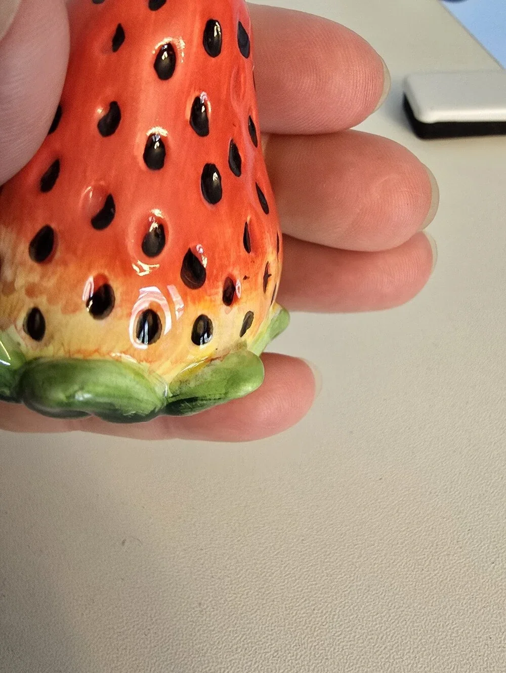 Ceramic Watermelon Strawberry Salt and Pepper Shaker Set Stiil Have Plugs
